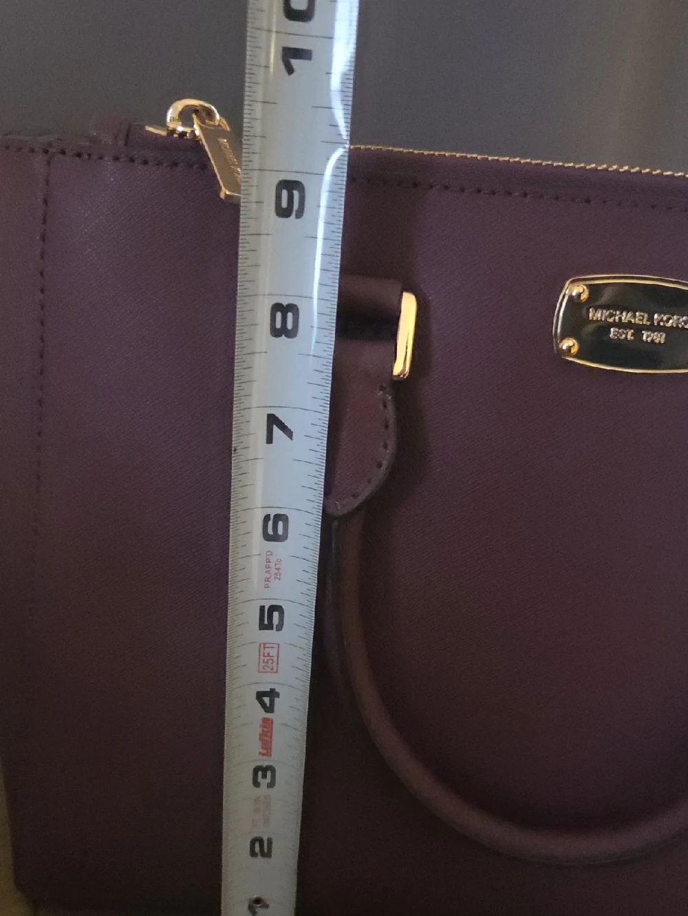 Michael Kors Metallic Saffiano Satchel with Gold Hardware